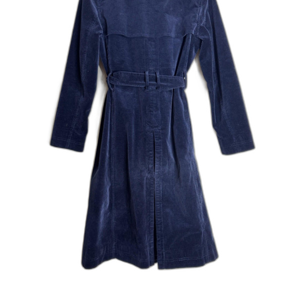 Boden markham Trench Coat Navy Corduroy Double Breasted Belted Long Jacket SZ 6 - Picture 12 of 14